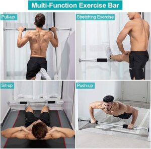adjustable door frame pull up bar – home gym chin up equipment with soft padded handles