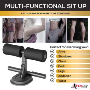 portable adjustable sit up assistant bar – home core workout equipment with strong suction base