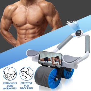 automatic rebound ab roller with elbow support & timer – dual wheel fitness gear