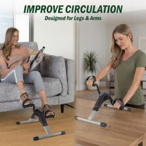 foldable mini bike pedal exerciser – portable under desk leg & arm workout machine with adjustable resistance & lcd display for home & office fitness