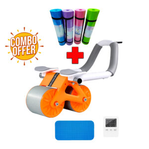 Automatic Rebound Ab Roller with Elbow Support & Timer+ Yoga Mat Combo automatic rebound ab roller with elbow support & timer+ yoga mate combo
