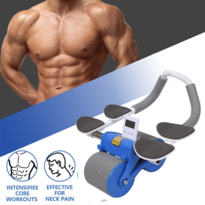 Four-Elbow Support Automatic Rebound Ab Roller with Smart Timer – Dual-Wheel Core Trainer automatic rebound ab roller with double elbow support & timer – dual wheel fitness gear