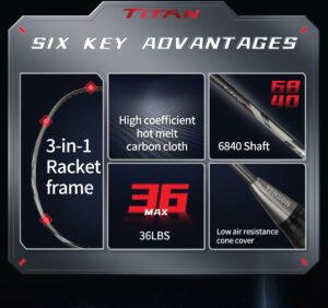 vse titan 7pro original badminton racket – premium power, speed & control | lightweight 4u, high tension, premium build (copy)