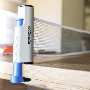 ninja table tennis combo set | 2 rackets + 3 balls with adjustable & foldable tt net – multicolor (sstp)