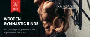 premium wooden gymnastic rings with heavy duty adjustable straps – olympic strength training rings for pull ups, dips & cross training