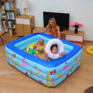 large inflatable swimming pool for kids & adults, extra large thickened pvc family blow up pool, durable backyard outdoor garden summer water party pool