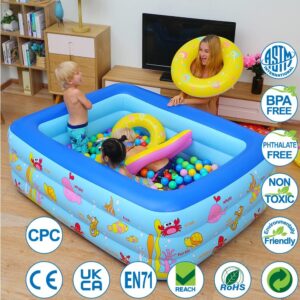 large inflatable swimming pool for kids & adults, extra large thickened pvc family blow up pool, durable backyard outdoor garden summer water party pool