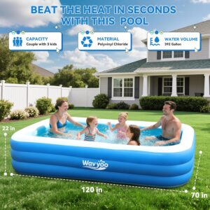 large inflatable swimming pool for kids & adults, extra large thickened pvc family blow up pool, durable backyard outdoor garden summer water party pool