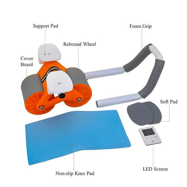 automatic rebound ab roller with elbow support & timer – dual wheel fitness gear