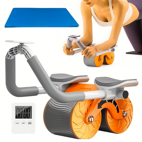 Home automatic rebound ab roller with elbow support & timer β dual wheel fitness gear