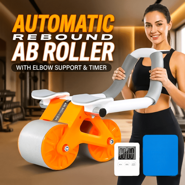 Home automatic rebound ab roller with elbow support & timer β dual wheel fitness gear