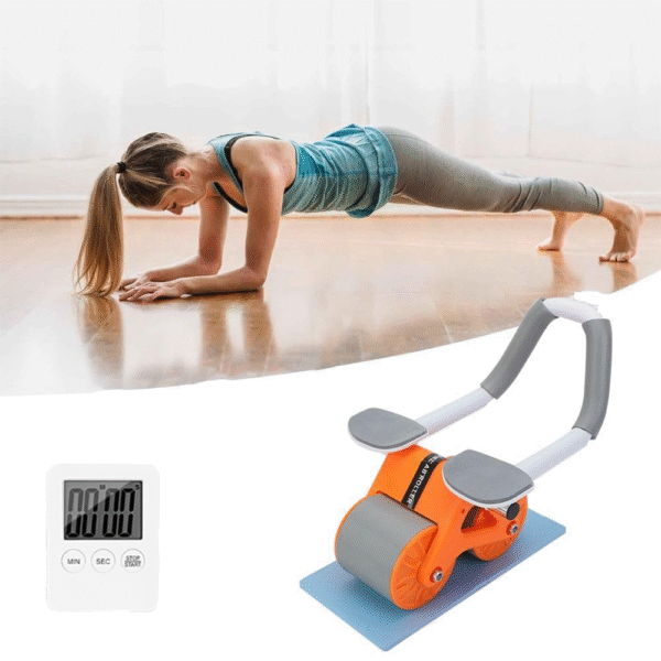 automatic rebound ab roller with elbow support & timer – dual wheel fitness gear