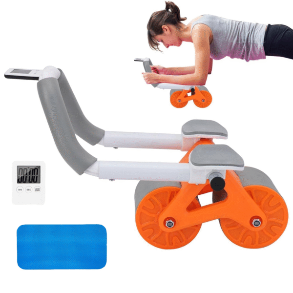 automatic rebound ab roller with elbow support & timer – dual wheel fitness gear