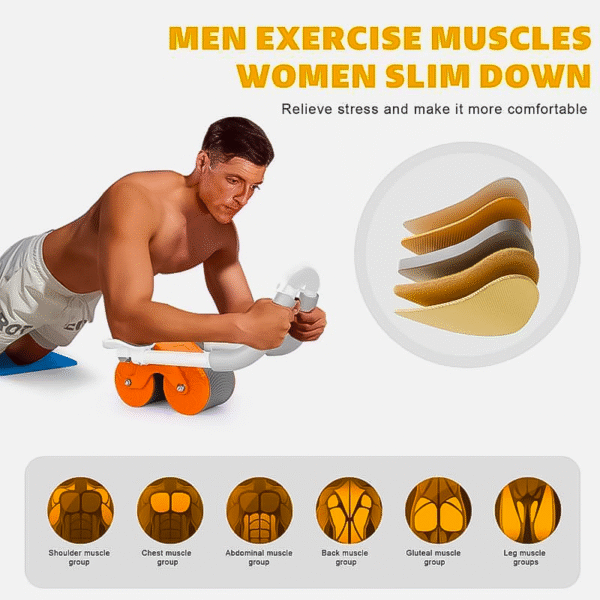 automatic rebound ab roller with elbow support & timer – dual wheel fitness gear