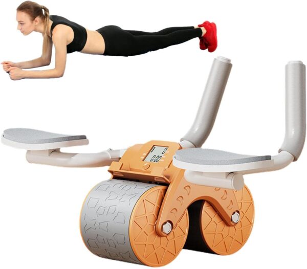 automatic rebound ab roller with elbow support & timer – dual wheel fitness gear