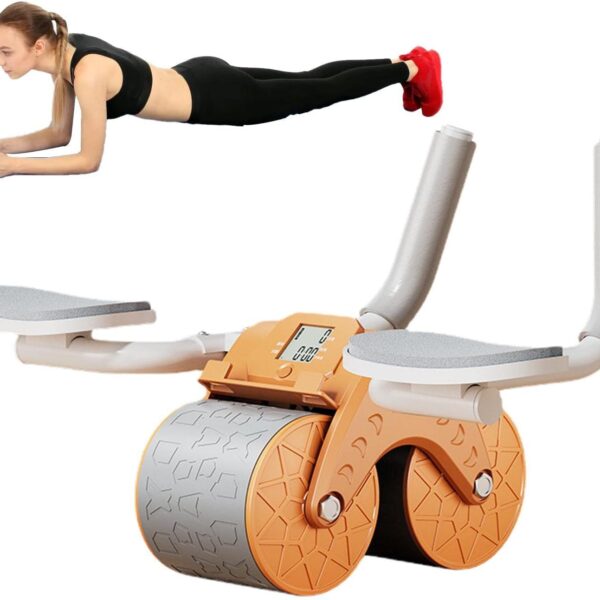 automatic rebound ab roller with elbow support & timer – dual wheel fitness gear