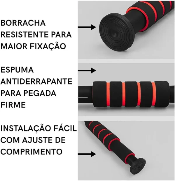 kids safe adjustable door pull up bar – 100kg | soft padded handles | no screw home gym equipment