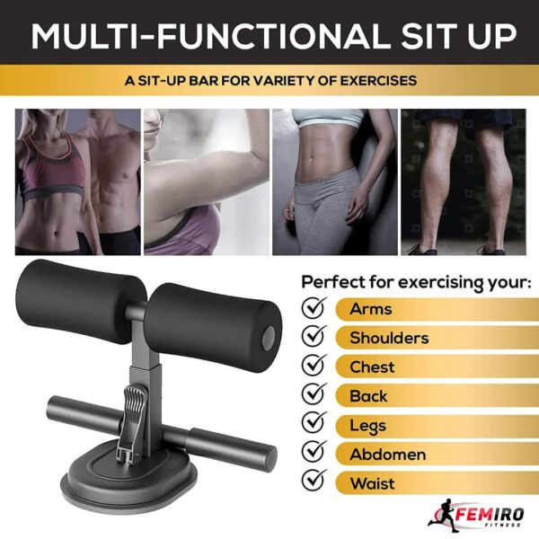 portable adjustable sit up assistant bar – home core workout equipment with strong suction base