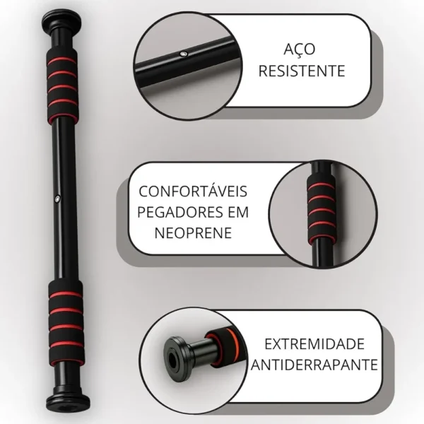 kids safe adjustable door pull up bar – 100kg | soft padded handles | no screw home gym equipment