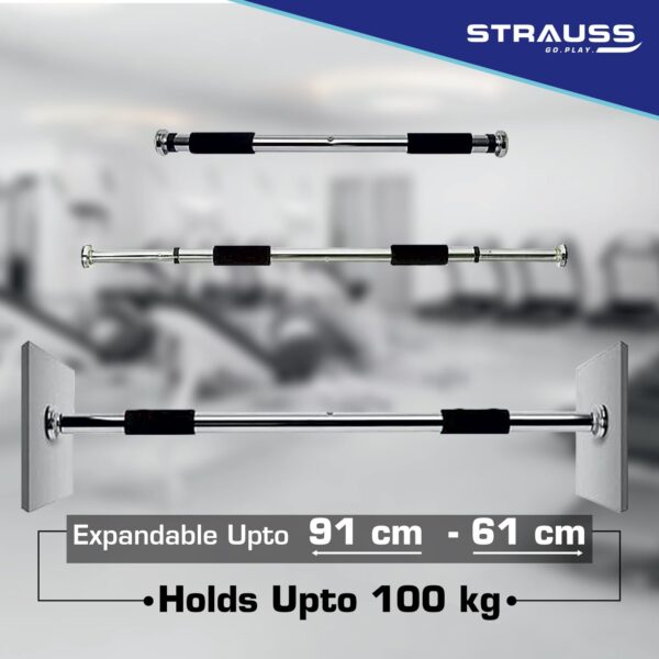 adjustable door frame pull up bar – home gym chin up equipment with soft padded handles