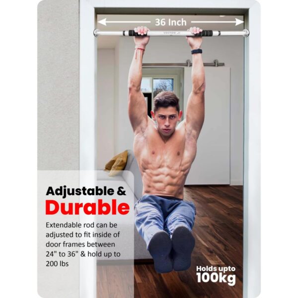 adjustable door frame pull up bar – home gym chin up equipment with soft padded handles