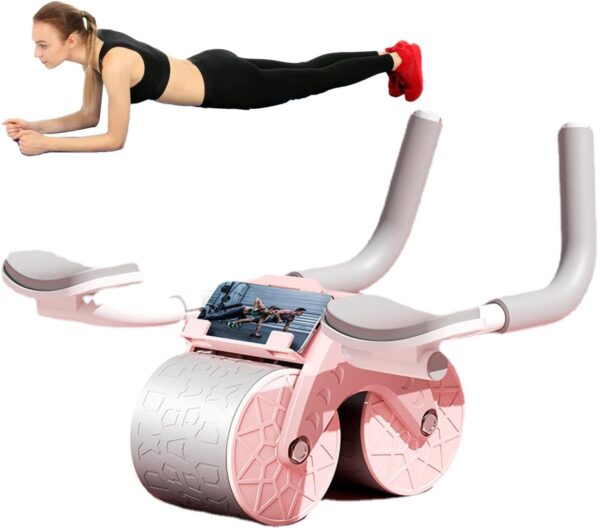 automatic rebound ab roller with elbow support & timer – dual wheel fitness gear