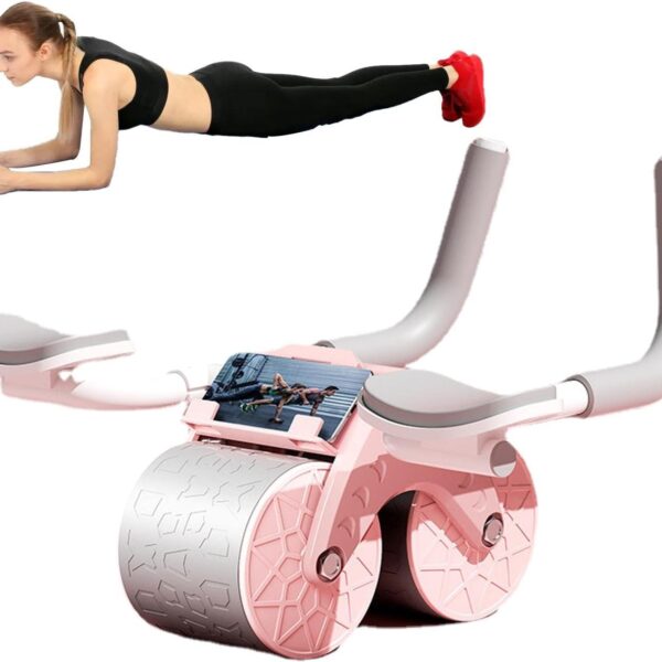 automatic rebound ab roller with elbow support & timer – dual wheel fitness gear