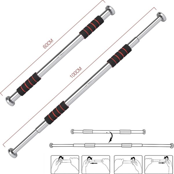 adjustable door frame pull up bar – home gym chin up equipment with soft padded handles