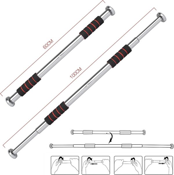 adjustable door frame pull up bar – home gym chin up equipment with soft padded handles