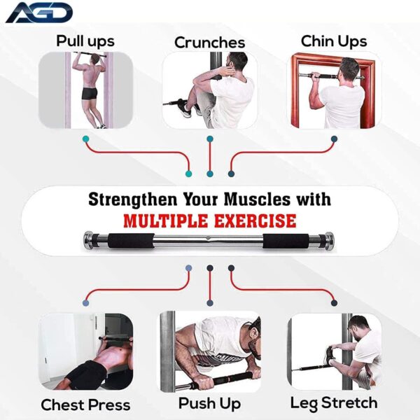 adjustable door frame pull up bar – home gym chin up equipment with soft padded handles