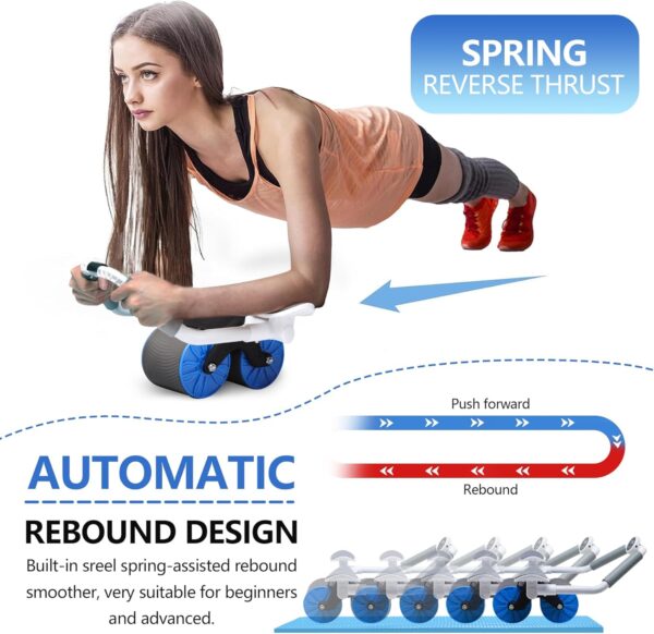 automatic rebound ab roller with elbow support & timer – dual wheel fitness gear