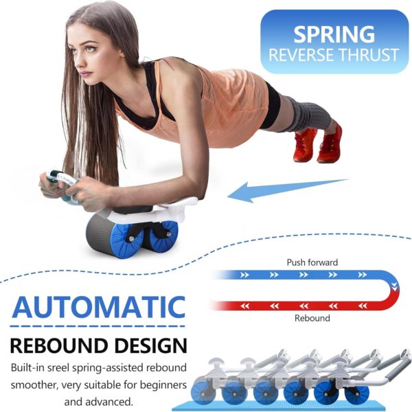 automatic rebound ab roller with elbow support & timer – dual wheel fitness gear