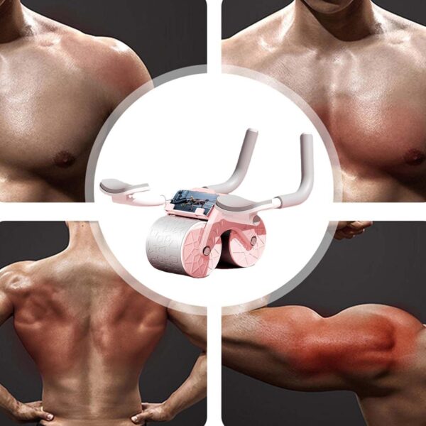 automatic rebound ab roller with elbow support & timer – dual wheel fitness gear