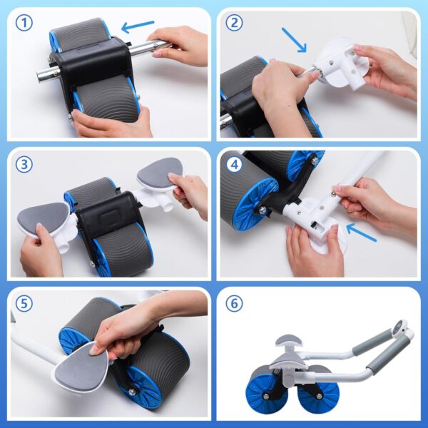 automatic rebound ab roller with elbow support & timer – dual wheel fitness gear