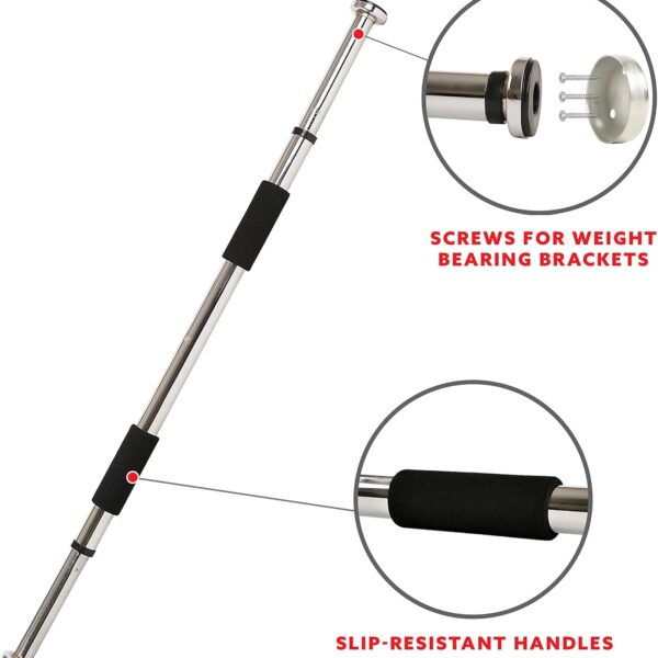 adjustable door frame pull up bar – home gym chin up equipment with soft padded handles