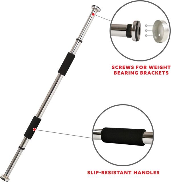adjustable door frame pull up bar – home gym chin up equipment with soft padded handles