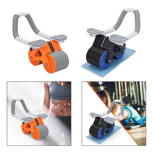 automatic rebound ab roller with elbow support & timer – dual wheel fitness gear