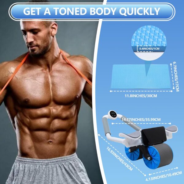 automatic rebound ab roller with elbow support & timer – dual wheel fitness gear
