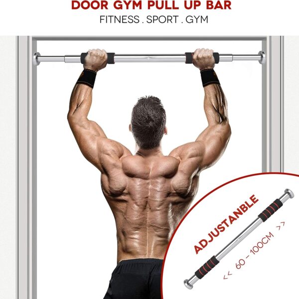 adjustable door frame pull up bar – home gym chin up equipment with soft padded handles