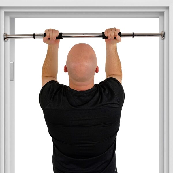adjustable door frame pull up bar – home gym chin up equipment with soft padded handles