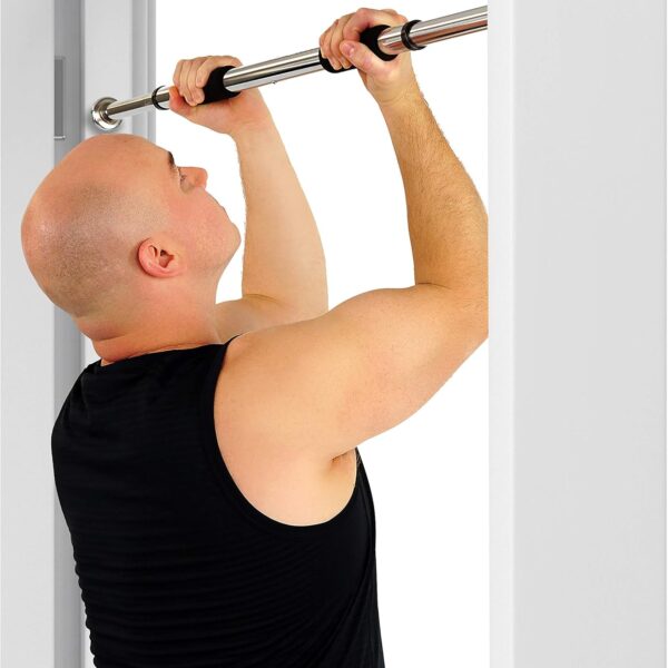 adjustable door frame pull up bar – home gym chin up equipment with soft padded handles