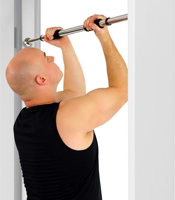adjustable door frame pull up bar – home gym chin up equipment with soft padded handles