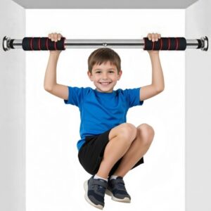 Kids Safe Adjustable Door Pull-Up Bar – 100KG | Soft Padded Handles | No-Screw Home Gym Equipment adjustable door frame pull up bar home gym chin up equipment with soft padded handles