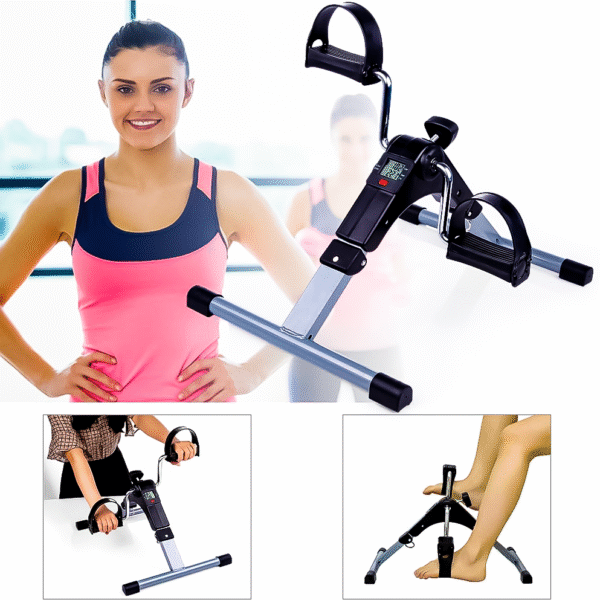 foldable mini bike pedal exerciser – portable under desk leg & arm workout machine with adjustable resistance & lcd display for home & office fitness