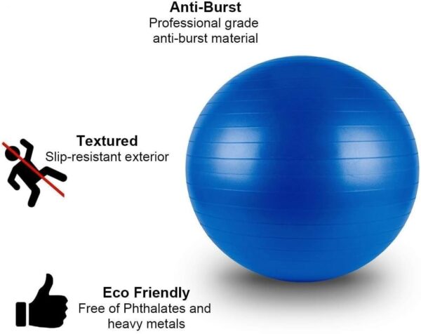 “extra thick heavy duty exercise & yoga ball 65cm – stability, balance & birthing ball for fitness, workouts, pregnancy & physical therapy | includes pump & guide