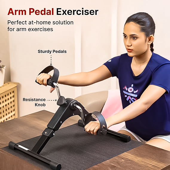 foldable mini bike pedal exerciser – portable under desk leg & arm workout machine with adjustable resistance & lcd display for home & office fitness