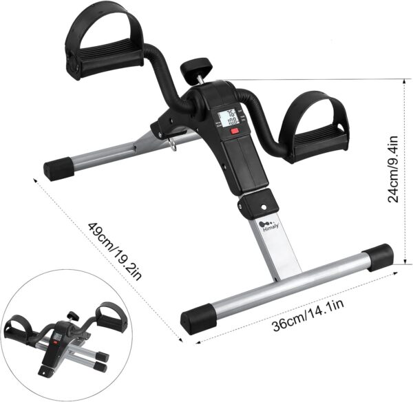 foldable mini bike pedal exerciser – portable under desk leg & arm workout machine with adjustable resistance & lcd display for home & office fitness
