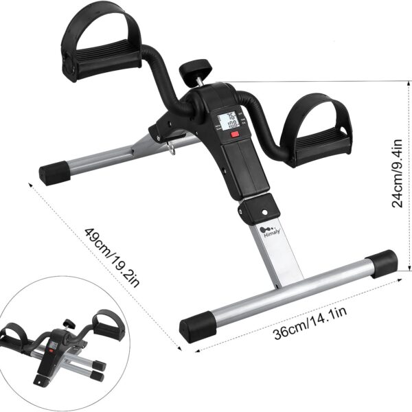 foldable mini bike pedal exerciser – portable under desk leg & arm workout machine with adjustable resistance & lcd display for home & office fitness