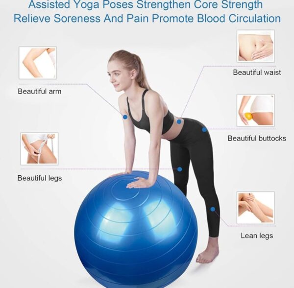 “extra thick heavy duty exercise & yoga ball 65cm – stability, balance & birthing ball for fitness, workouts, pregnancy & physical therapy | includes pump & guide