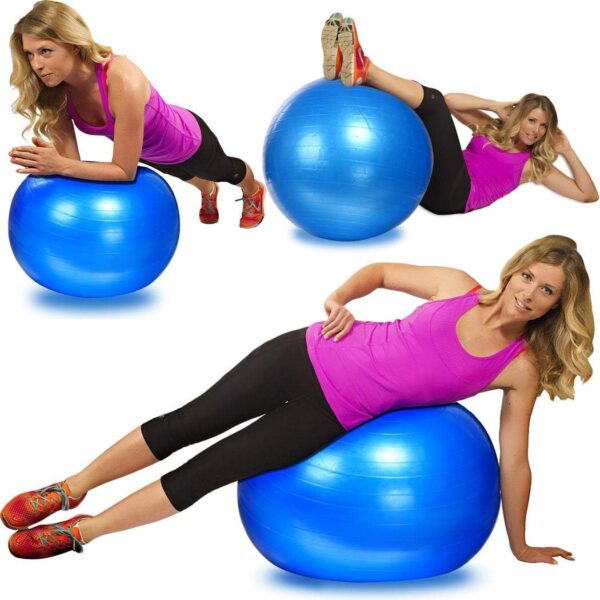 “extra thick heavy duty exercise & yoga ball 65cm – stability, balance & birthing ball for fitness, workouts, pregnancy & physical therapy | includes pump & guide